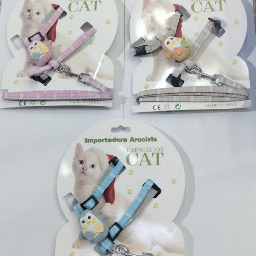 arnés pecheras para gatos con correa y adornos